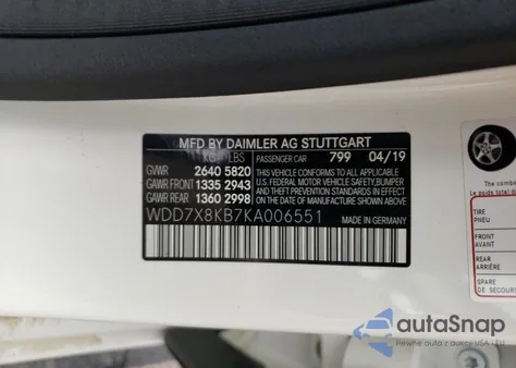 2019 Mercedes-Benz Amg Gt 63 S z USA, uszkodzony, nr VIN WDD7X8KB7KA006551